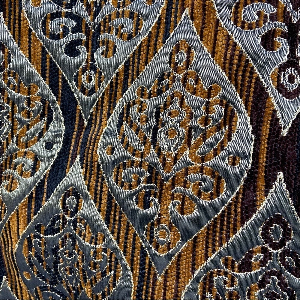 Khangura Women Brown Gold Tapestry Damask Blazer Jacket Single Button Large - Picture 7 of 10